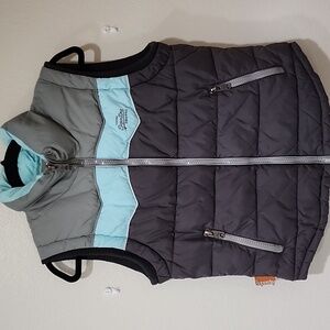 Superdry Black Label Vest Gray Mint Blue Puffer Sleeveless Men's size Medium